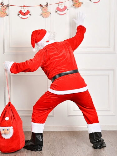 Бархатный рождественский костюм для пожилых людей для взрослых, комплект, наряжаться