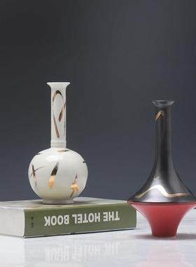 新中式复古禅意陶瓷花瓶摆件样板房间客厅博古架书柜花器软装饰品