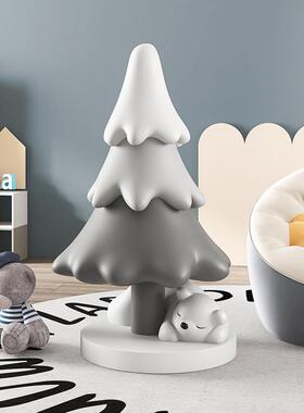 圣诞树落地式装饰品客厅电视柜沙发旁边的家装熊打开乔迁圣诞礼物