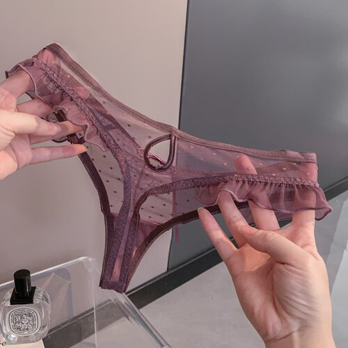 「HS」暗绮萦紫*性感勾人小心机蕾丝内裤女新款女士小心机三角裤 - 图2