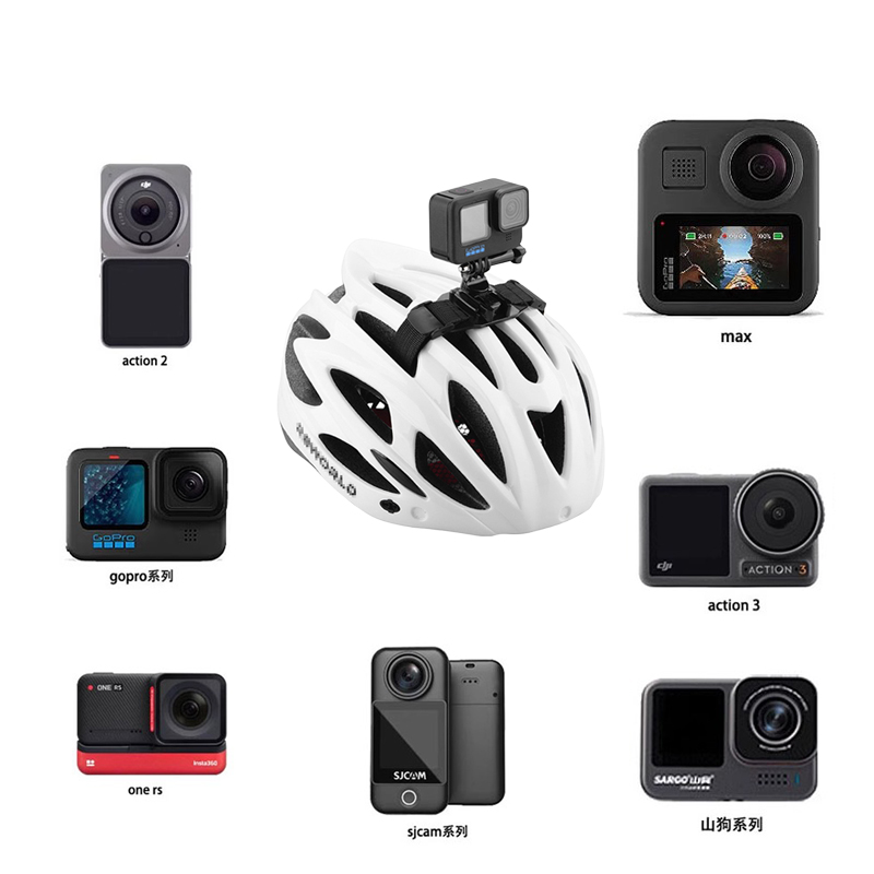 适用gopro12/11/10/9自行车头盔固定绑带支架大疆action3/4头盔固定影石Insta360X3/X4骑行支架运动相机配件-图0