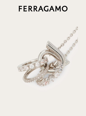 【新品】FERRAGAMO菲拉格慕女士Gancini吊坠项链，配水晶玻璃环