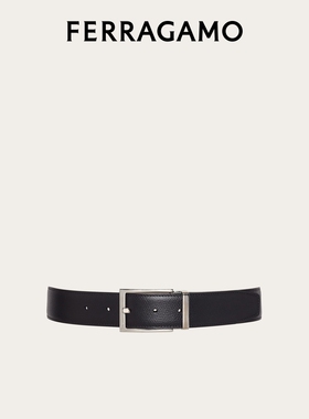 FERRAGAMO男士方形扣牛皮皮带