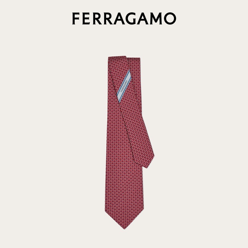 【新年礼物】FERRAGAMO菲拉格慕男士Gancini印花桑蚕丝领带,淘宝优惠券,粉丝福利购,淘宝优惠卷