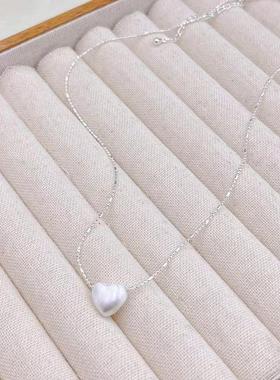 2026爱心方块项链女轻奢小众设计高级感锁骨链简约百搭毛衣链精致