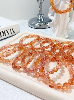 2026小众宝石珠宝首饰白水体芬达红胶花干净体天然水晶手链流行手