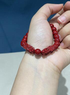 2026朱砂中含量晶体砂双貔貅手串男女款饰品手链招财纳福貔貅