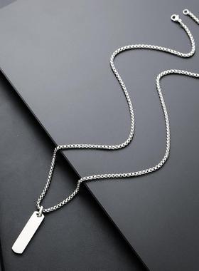 2026方条几何项链男钛钢不掉色高级感复古百搭个性配饰女小众简约