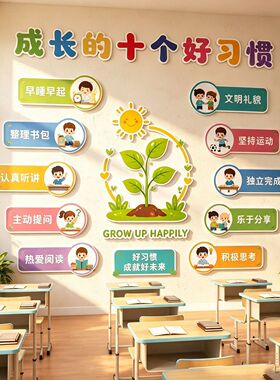十个学好习惯自习教室布置装饰托管班级文化黑板报氛围机构墙面贴