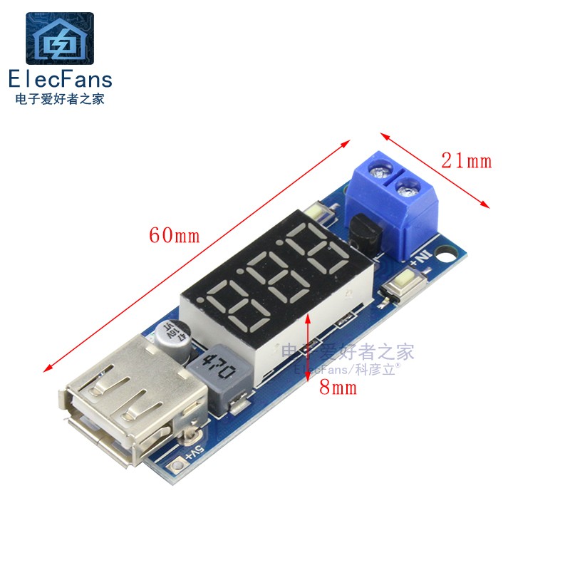 12V转5V降压模块 2A直流DC稳压电源板USB接口 电瓶车载数显电压表 - 图2