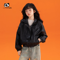 Girl Leather Coat Jacket 2023 New CUHK Child Fall Casual Spring Autumn Short Leather Jacket Children Locomotive Autumn Clothing