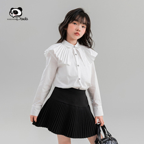 Girl Shirt 2023 New CUHK Child Fall Long Sleeve College Wind Autumn Dress Children Spring Autumn Doll Collar White Shirt