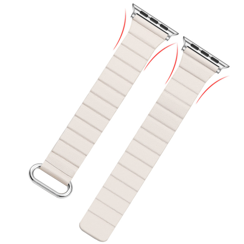 星光色表带适用applewatch磁吸表带苹果手表S8表带S7真皮iwatch3/4/5/6/se小蛮腰细款Ultra高级40/41/44/45mm