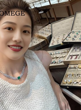 BAOGEME 珠宝级925银镀金手饰高碳钻满镶珠宝首饰晚宴项链