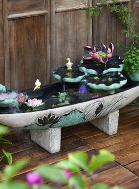 庭院小水景布置阳台摆件流水户外鱼池造景室外循环水鱼缸水系景观