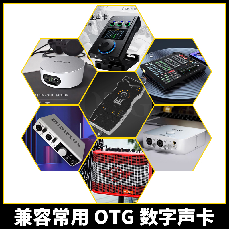 边充边播苹果14/15OTG线适用ickbSO8M8M2艾肯迷笛 声佰乐森然声卡