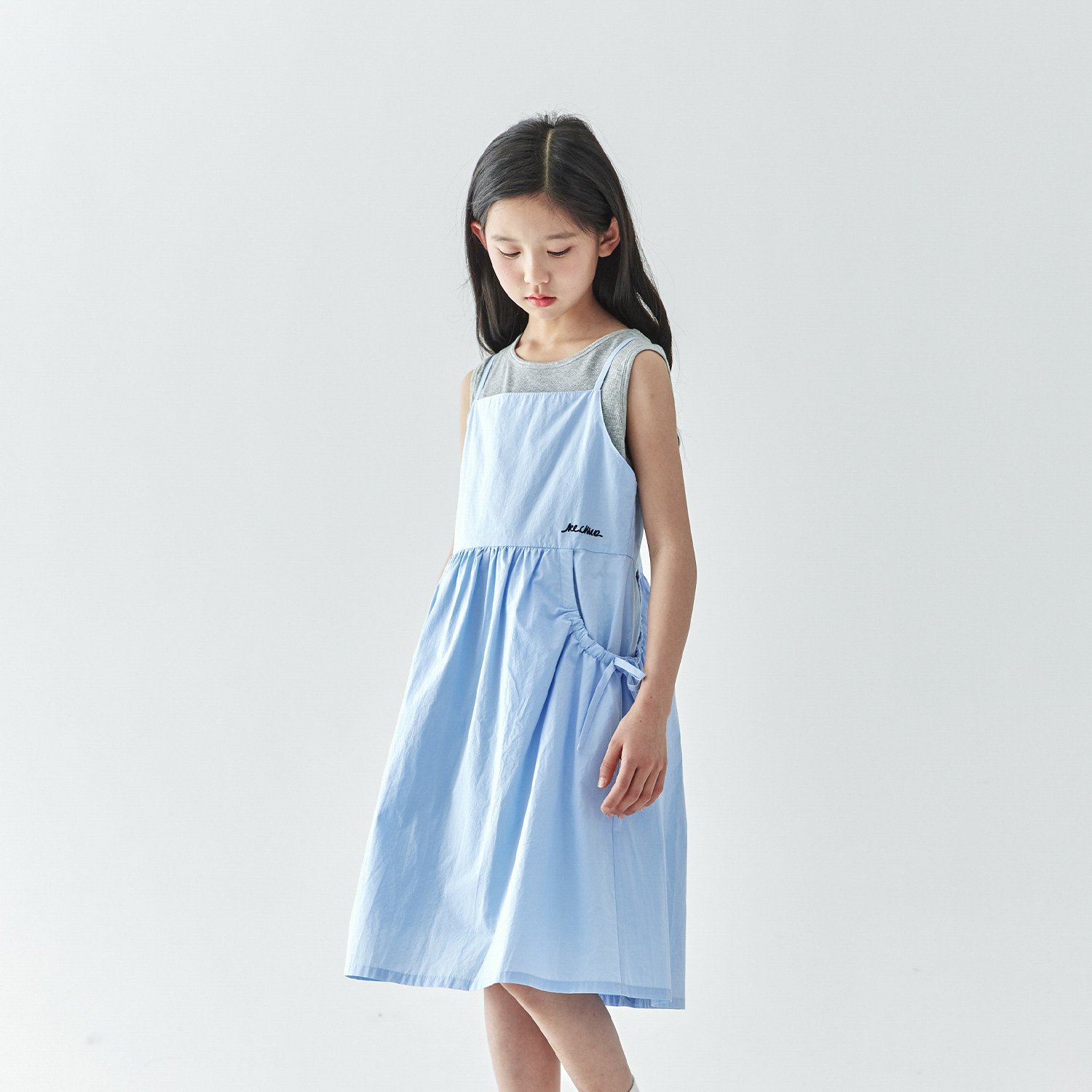 棵初2025年夏新款蝴蝶结宽松吊带连衣裙女童可叠穿海边漫步长裙,淘宝优惠券,粉丝福利购,淘宝优惠卷