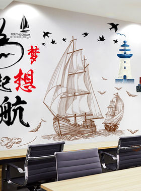 励志墙纸贴纸画墙卧室公司背景墙学生班级创意装饰品自粘