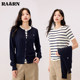 RARN2026 ພາກຮຽນ spring ໃຫມ່ striped sweater ແຂນສັ້ນ sweater ແຂນຍາວ cardigan ສອງຊິ້ນຮອບຄໍ slim sweater jacket