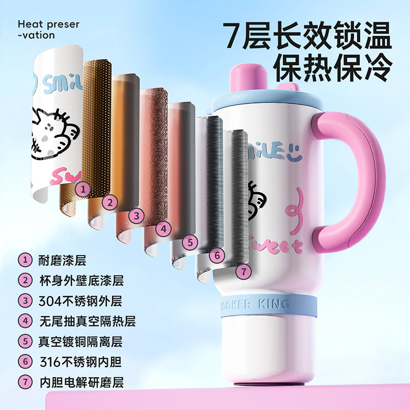 炊大皇保温杯大容量水杯冰霸杯巨无霸保温水杯女生高颜值吸管杯子