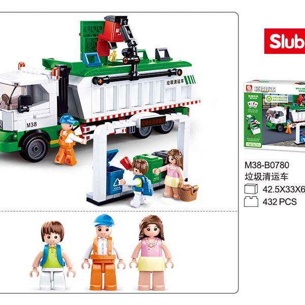 Xiaoluban's new garbage cleaning truck city assembly fun high building blocks educational enlightenment toys for boys and girls