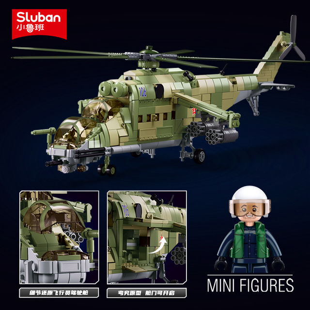 Xiaoluban KA525 armed helicopter assembly fun high building block military support combat aircraft toy gift