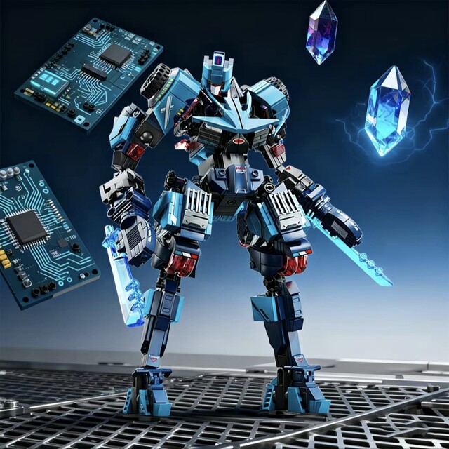 2025 new fun high building blocks corona fierce soul dark silver streamer deformation mecha model male toy gift ornaments