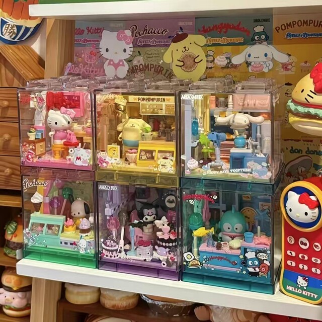 Adorable shop BOX series building blocks Sanrio Hello Kitty Kuromi Pacha dog can be used as a DIY girl’s birthday gift