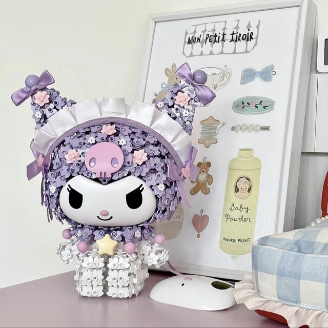 Sanrio Melody Rose Star Language Kuromi Rose Star Wish Moonlight Society assembled fun high building blocks toy for women