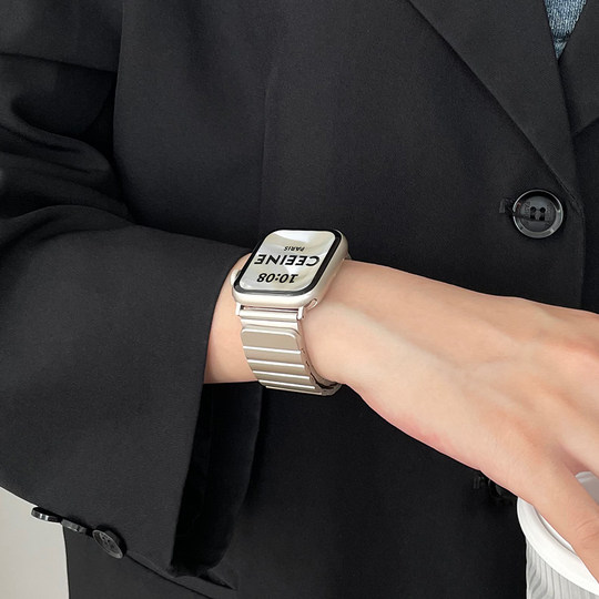 适用iwatchs9手表带s10新款11金属苹果手表链s8s7s6手表带高级感5腕带applewatchs9小众磁吸iwatchse女生新品