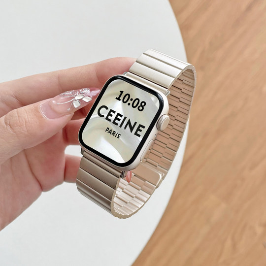 适用iwatchs9手表带s10新款11金属苹果手表链s8s7s6手表带高级感5腕带applewatchs9小众磁吸iwatchse女生新品