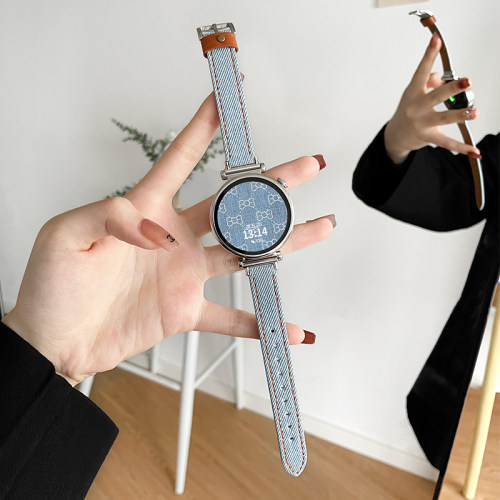 适用华为watchgt4手表带系列gt5/6新款牛仔女士3腕表watch4智能手表链3pro女款表链41mm真皮女式2高级感1荣耀 - 图0