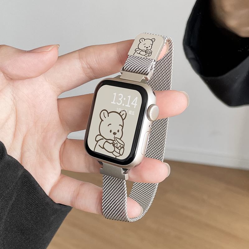 适用iwatchs8表带金属新款s9苹果手表链s7s6手表带女款iwatchse可爱小众applewatchs10磁吸手环腕带applewtch - 图1