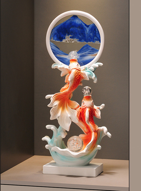 入户玄关壁龛年年有余酒柜摆件风生水起锦鲤装饰品乔迁新居礼品