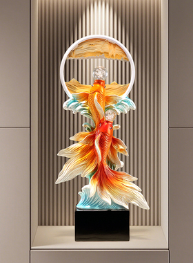 年年有余流沙画摆件入户玄关壁龛高档锦鲤装饰乔迁新居礼物送朋友