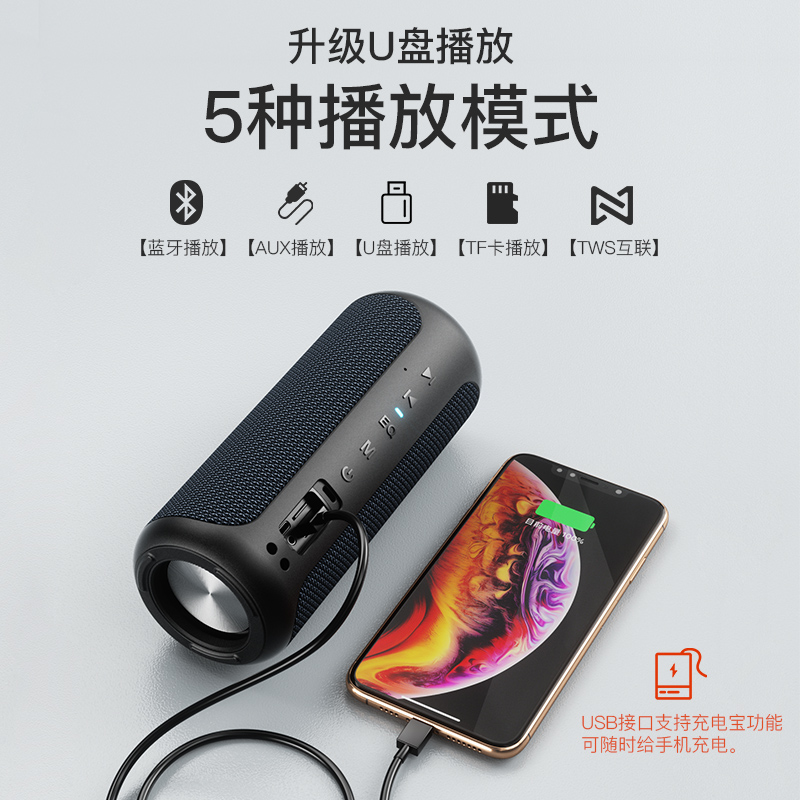 雷登大功率蓝牙音箱户外大音量便携式插卡U盘电脑小音响重低音炮-图2