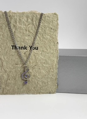 IAMACC紫色水钻音符项链