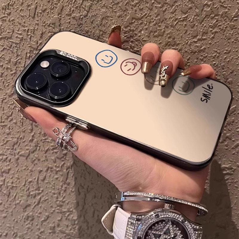 简笔画笑脸适用苹果16promax手机壳新款彩绘iphone15pro保护套简约14plus硅胶13防摔12磨砂11高级感轻奢潮牌