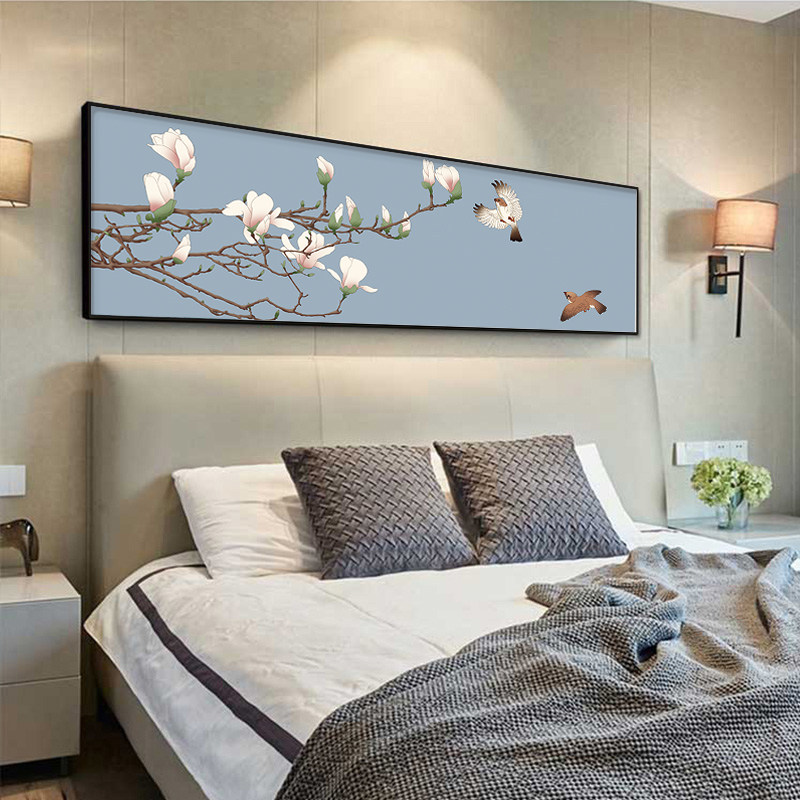 现代简约花鸟卧室床头挂画房间主卧墙面装饰画客厅背景墙壁画单幅