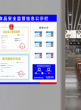 食品安全信息公示栏营业执照框架