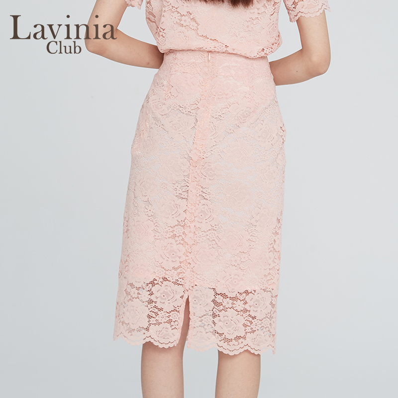 Lavinia Club拉维妮娅夏季新款优雅百搭粉色蕾丝半裙R203QZ07 - 图3