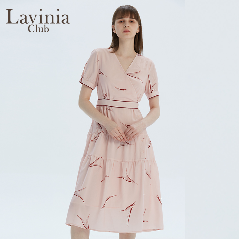 Lavinia Club拉维妮娅2020夏新品甜美休闲粉色印花连衣裙R203LQ19 - 图1