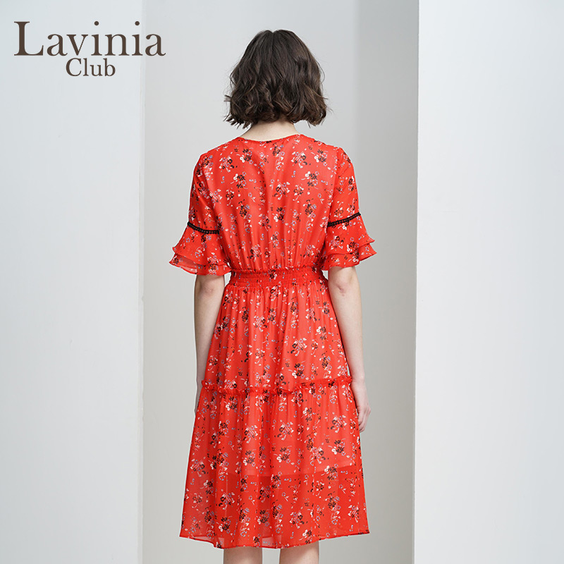 Lavinia Club/拉维妮娅2019夏季新品修身薄款碎花连衣裙M193LQ97