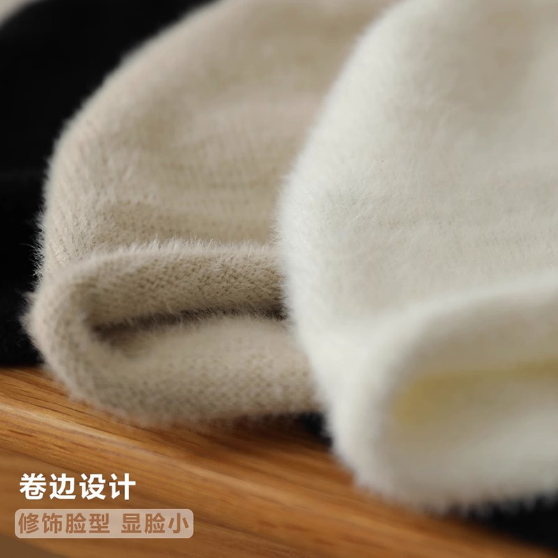 Classy key新加坡设计师联名款秀禾堆堆帽针织兔毛保暖雷锋帽子女,淘宝优惠券,粉丝福利购,淘宝优惠卷