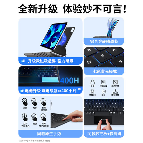 吉玛仕iPad妙控键盘适用苹果Air8磁吸2026pro11寸mini7平板保护套pad一体10代12蓝牙磁吸iPad air6键盘专用装 - 图1