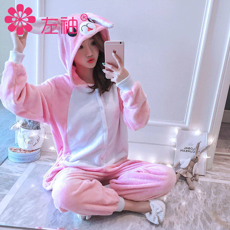 卡通连体女套装秋冬季法兰绒睡衣 睿帕朵睡衣/家居服套装