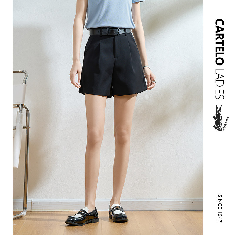 鳄鱼白色西装短裤夏季新款显瘦裤子 carteloladies休闲裤
