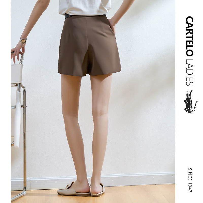 鳄鱼白色西装短裤夏季新款显瘦裤子 carteloladies休闲裤