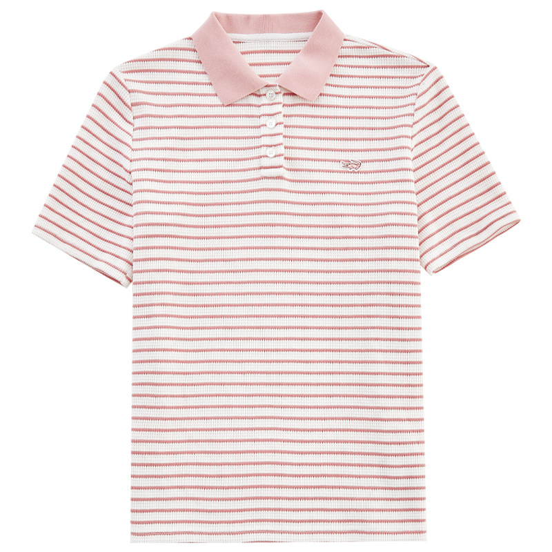 卡帝乐鳄鱼粉色条纹短袖2022 polo衫 carteloladiesPOLO衫