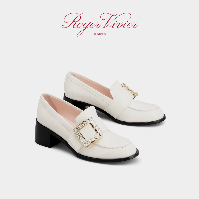 Roger Vivier/2024夏季新款RV女鞋Viv' Rangers钻扣漆皮乐福鞋-图0